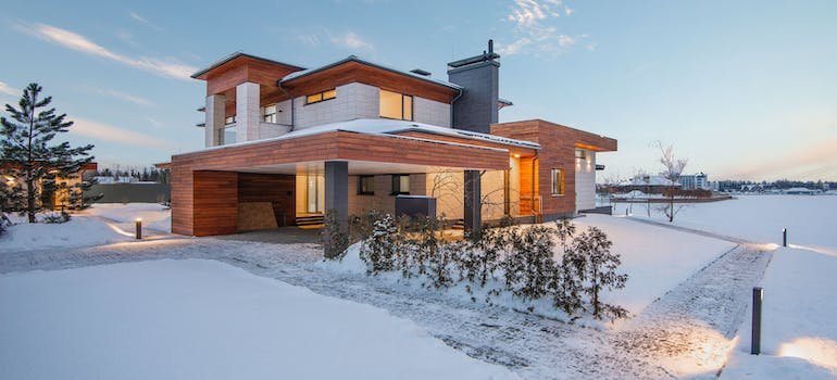 A beautiful home in a snowy landscape